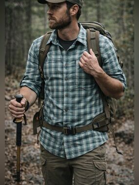Prana Plaid Quick Dry Hiking Shirt M Roll Tab Outdoor Nylon Gorpcore granola
